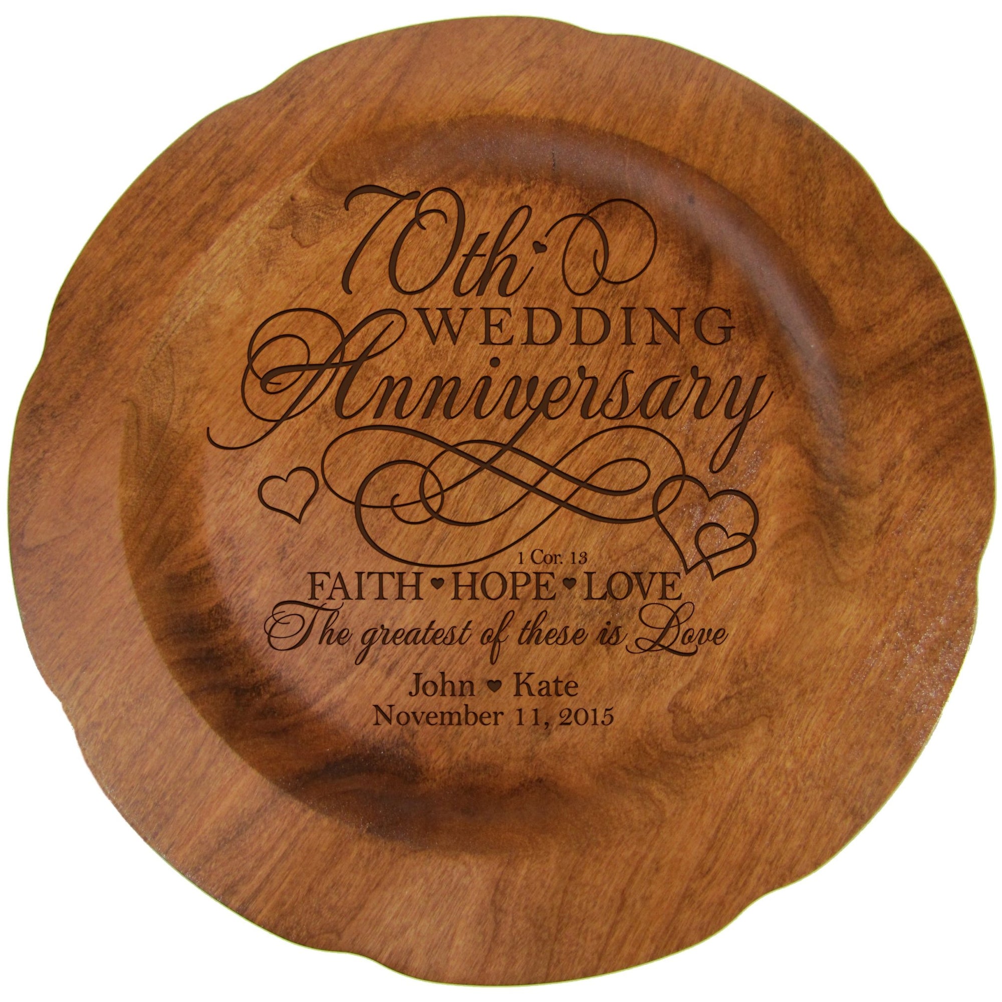 Personalized 70th Wedding Anniversary Decorative Plate - Celebrating - LifeSong Milestones