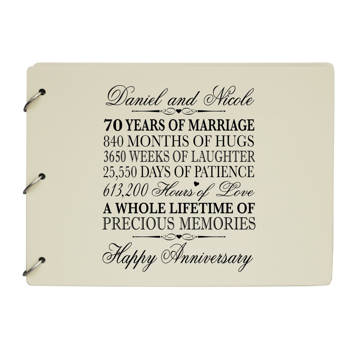 Personalized 70th Wedding Anniversary Guestbook - LifeSong Milestones