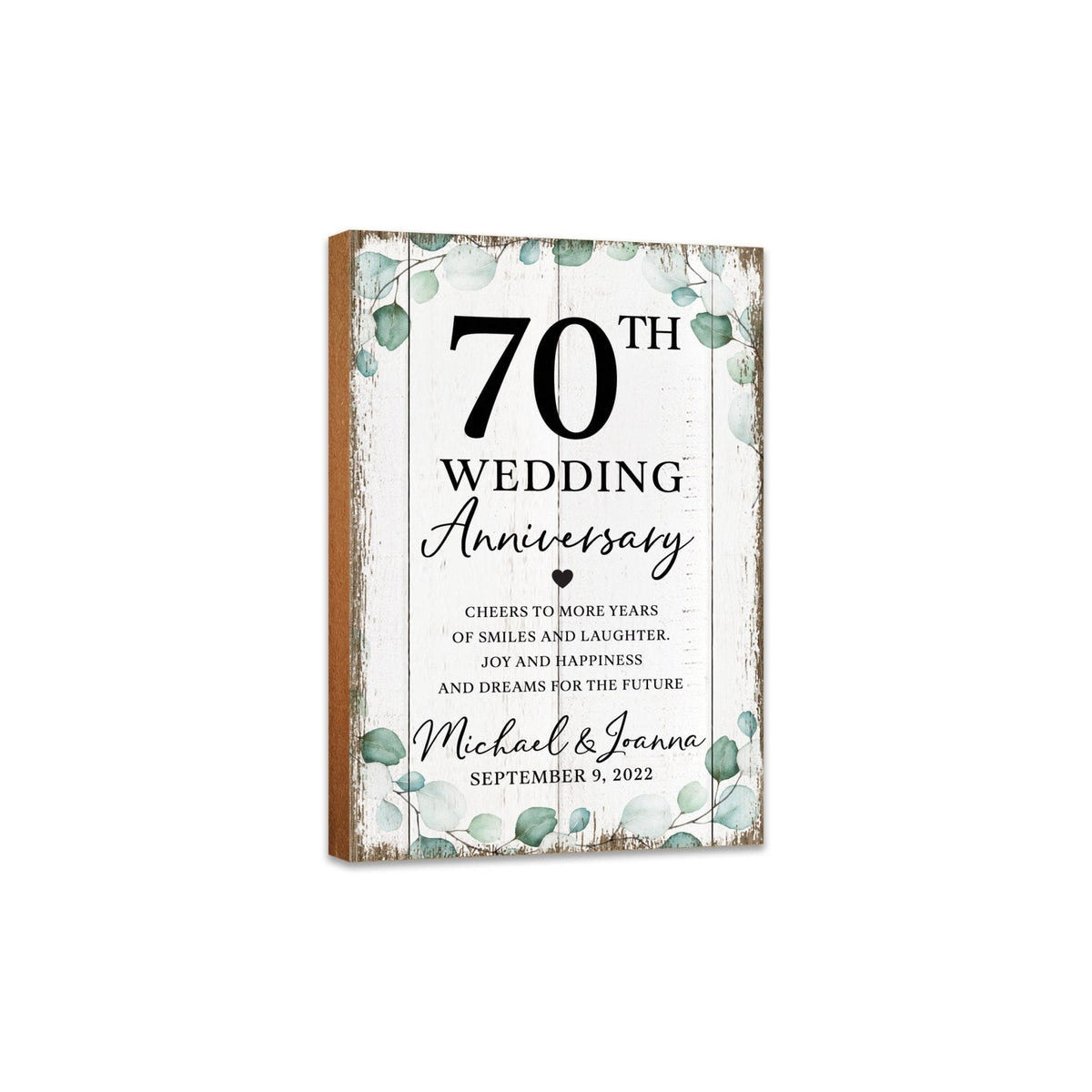 Personalized 70th Wedding Anniversary Unique Shelf Décor and Tabletop Signs - Cheers To More Years - LifeSong Milestones