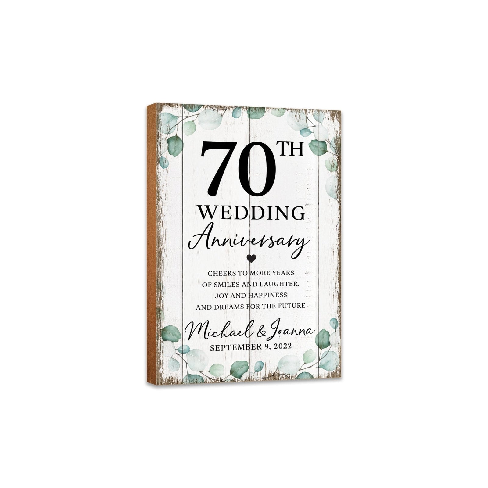 Personalized 70th Wedding Anniversary Unique Shelf Décor and Tabletop Signs - Cheers To More Years - LifeSong Milestones