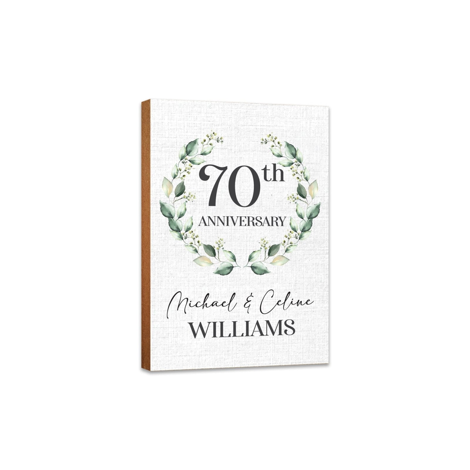 Personalized 70th Wedding Anniversary Wooden Shelf Décor and Tabletop Signs Gifts for Couples - LifeSong Milestones