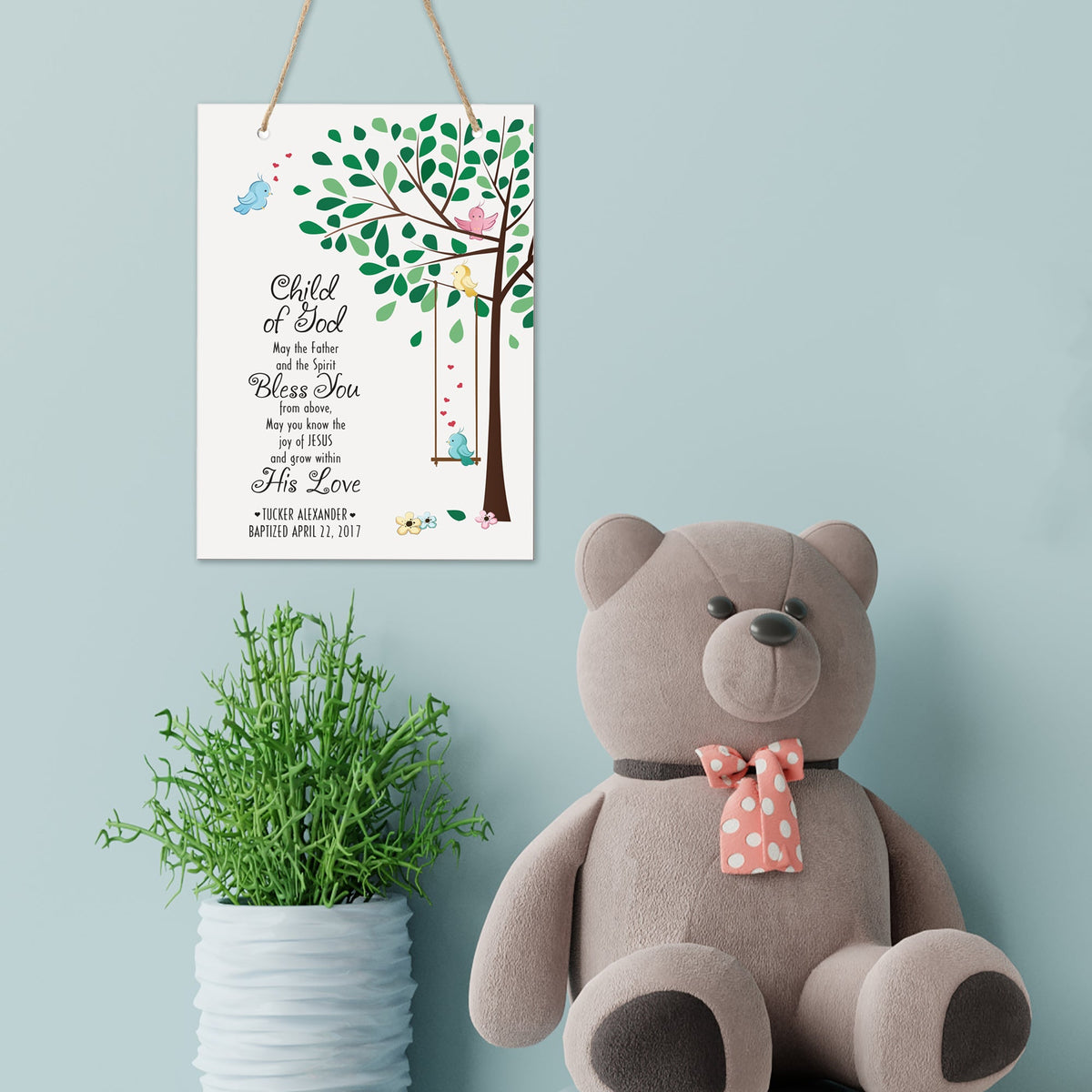 Personalized Baptism Godchild Hanging Rope Signs - May The Father - LifeSong Milestones