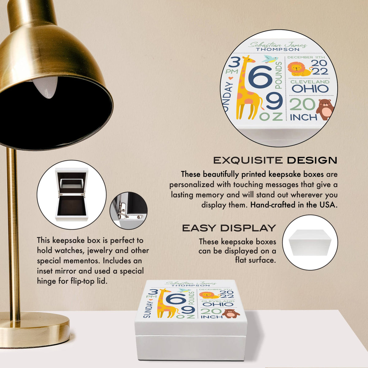 Personalized Baptism Keepsake Box for Newborn Baby Boy - LifeSong Milestones