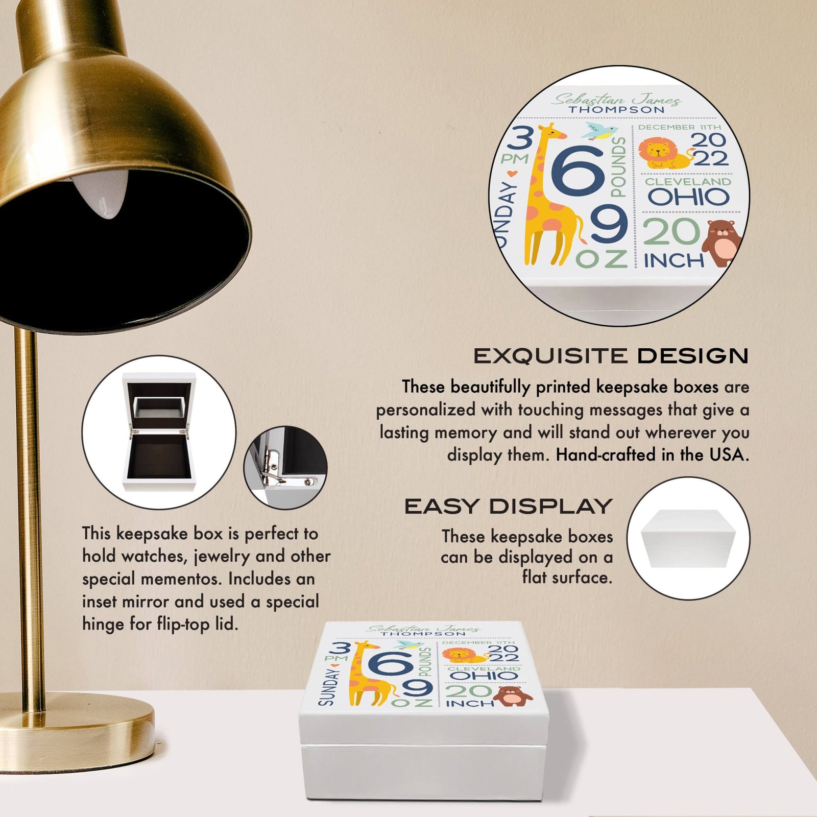 Personalized Baptism Keepsake Box for Newborn Baby Boy - LifeSong Milestones