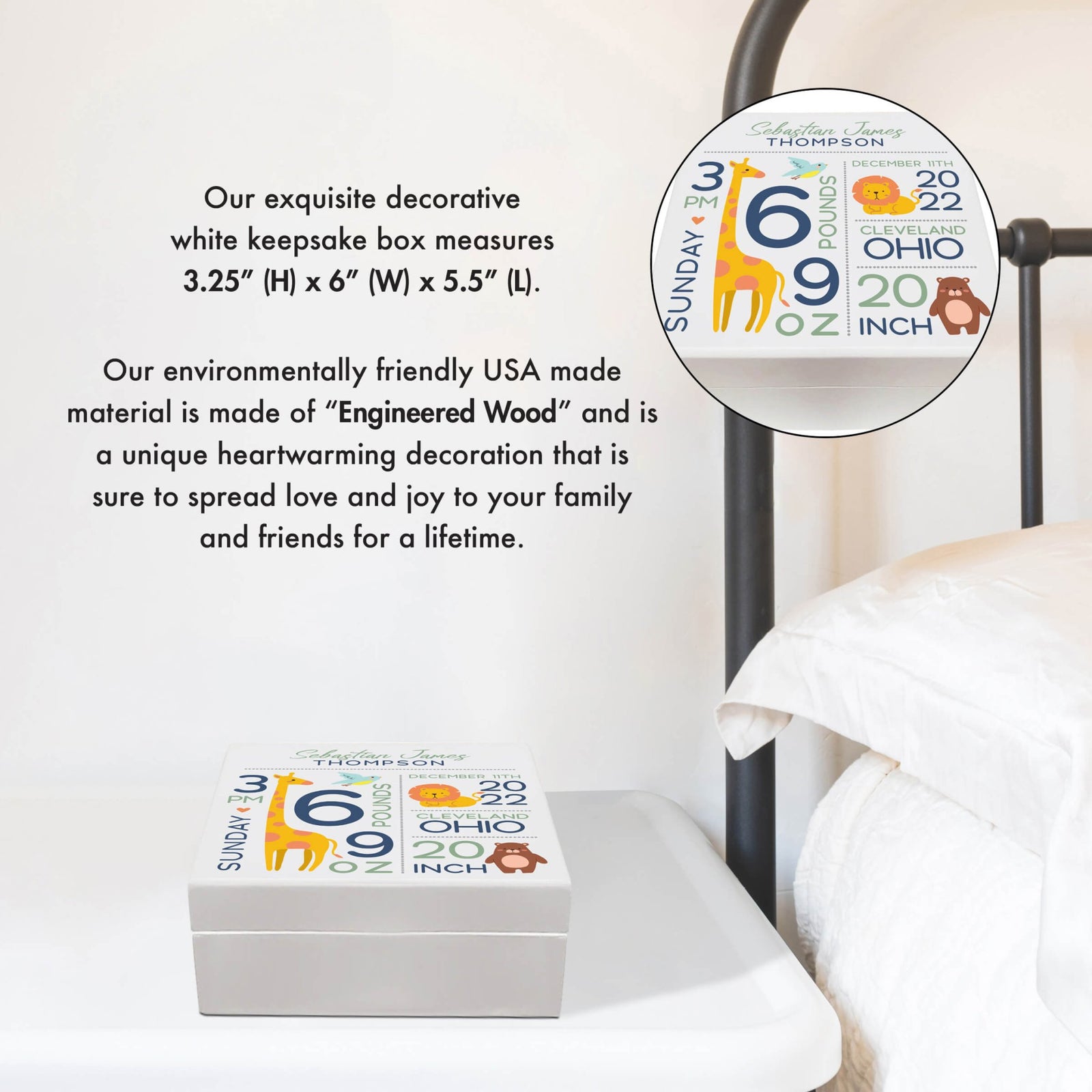 Personalized Baptism Keepsake Box for Newborn Baby Boy - LifeSong Milestones