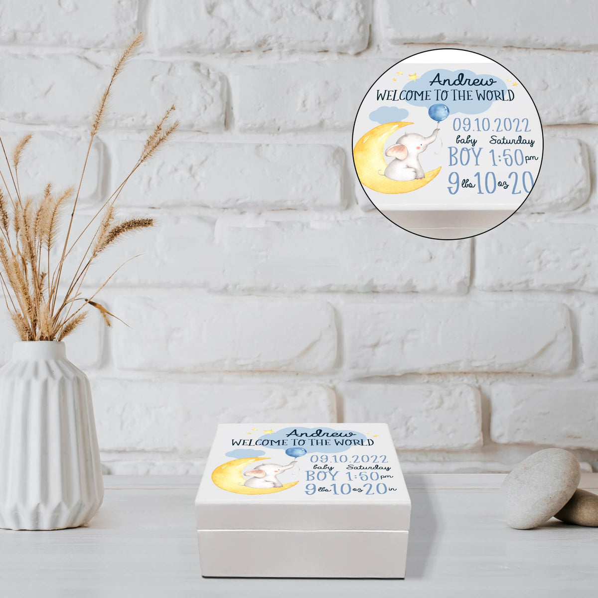 Personalized Baptism Keepsake Box for Newborn Baby Boy - LifeSong Milestones