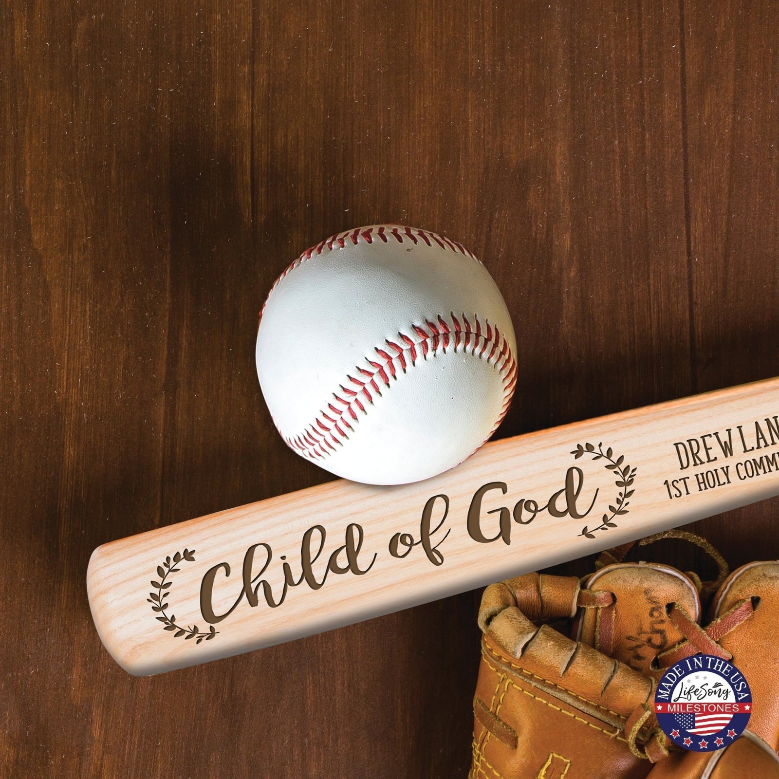 Personalized Baseball Bat Baptism Gifts For Boys - Child Of God - LifeSong Milestones
