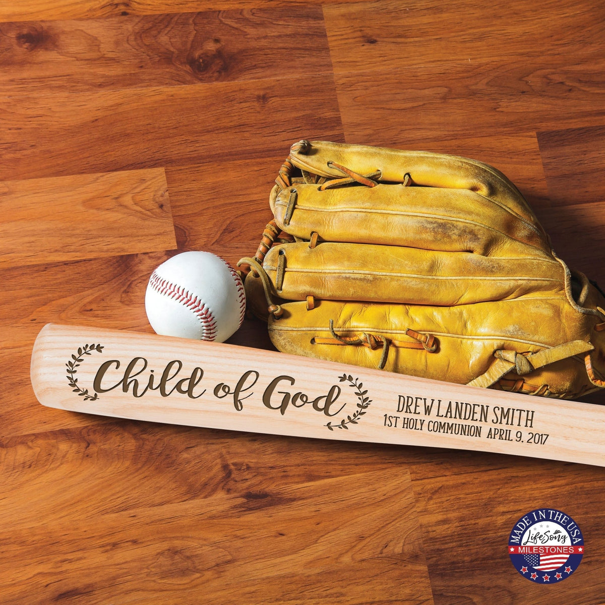 Personalized Baseball Bat Baptism Gifts For Boys - Child Of God - LifeSong Milestones