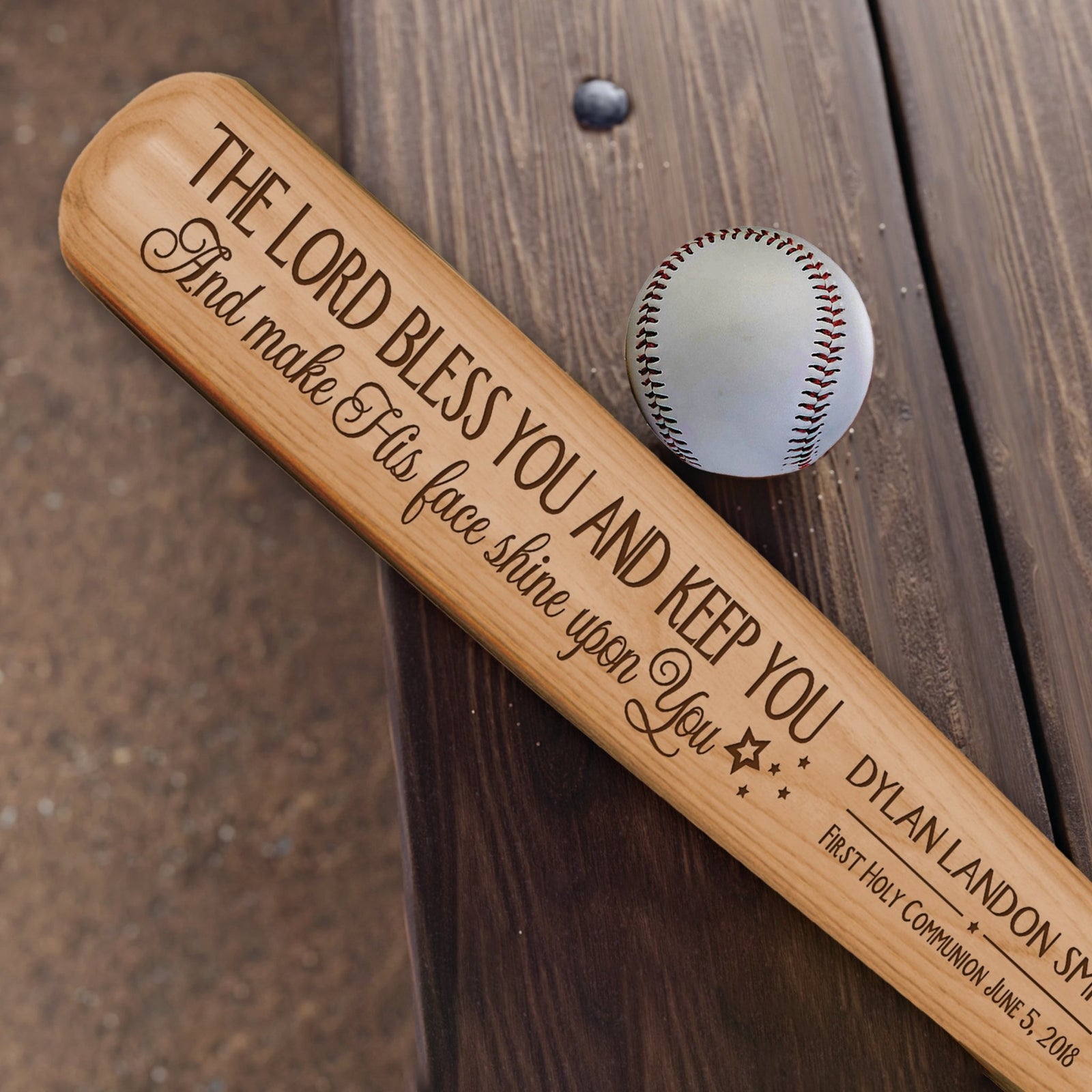 Personalized Baseball Bat Baptism Gifts For Boys - For This Child - LifeSong Milestones