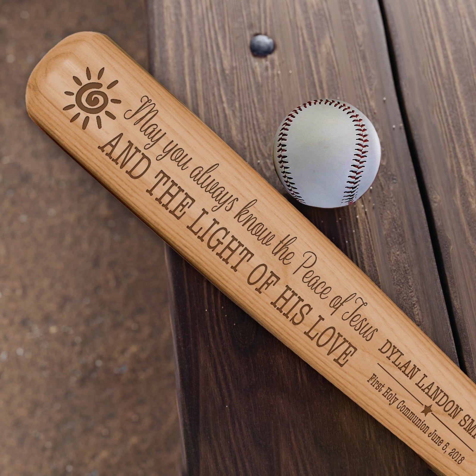 Personalized Baseball Bat Baptism Gifts For Boys - For This Child - LifeSong Milestones