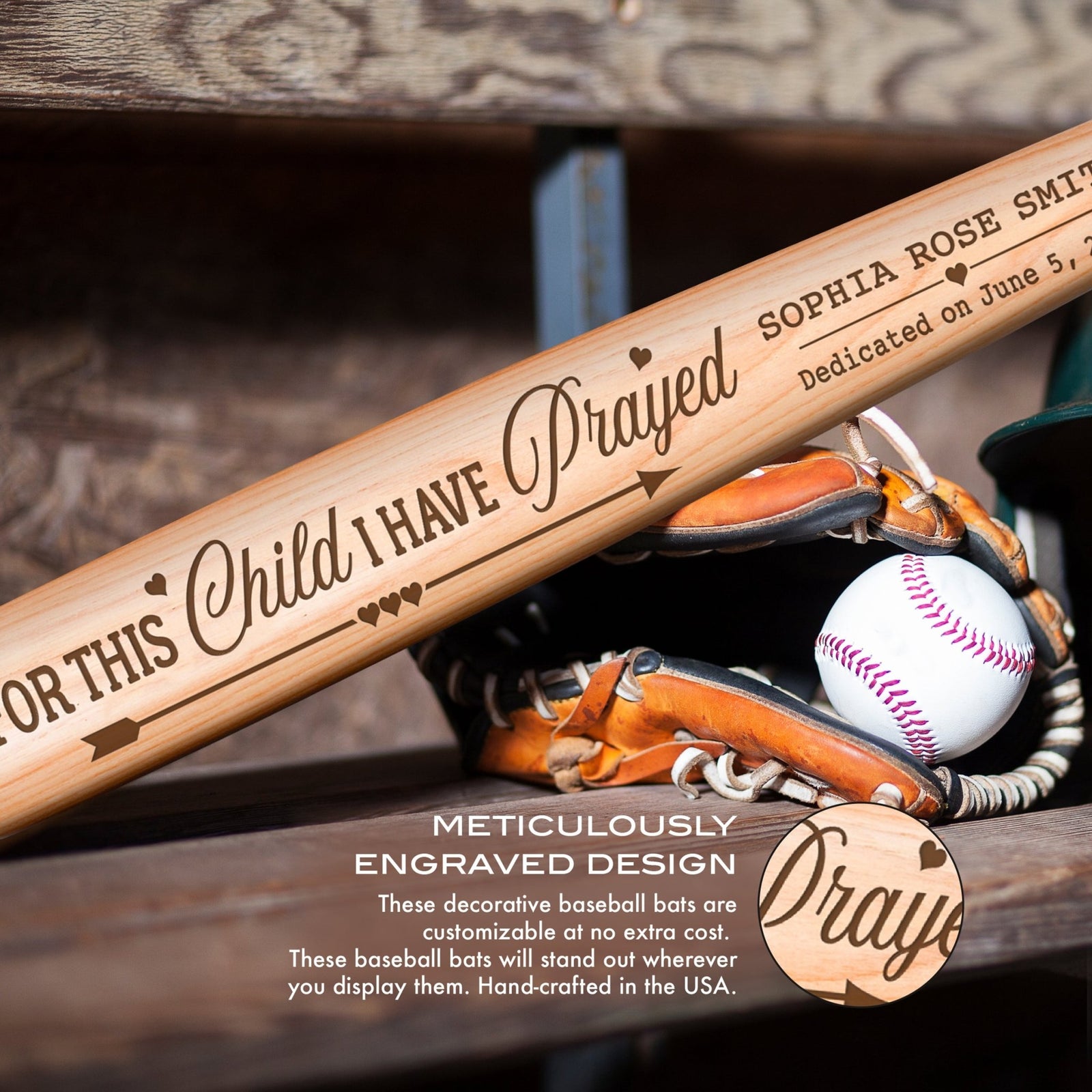 Personalized Baseball Bat Baptism Gifts For Boys - For This Child - LifeSong Milestones