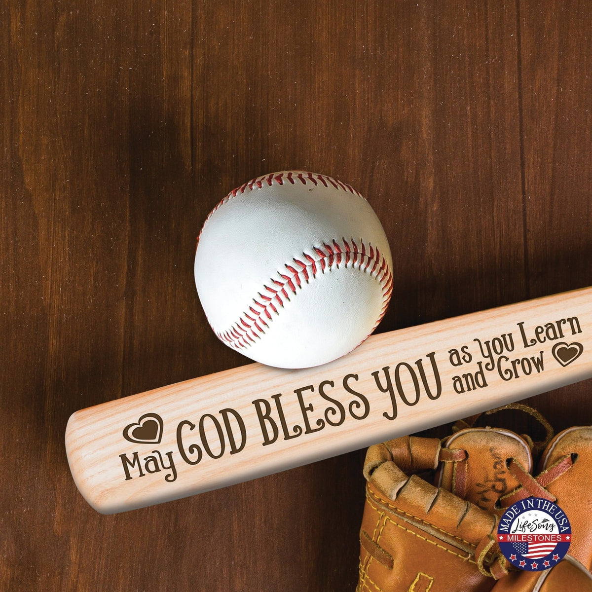 Personalized Baseball Bat Baptism Gifts For Boys - May God Bless You - LifeSong Milestones