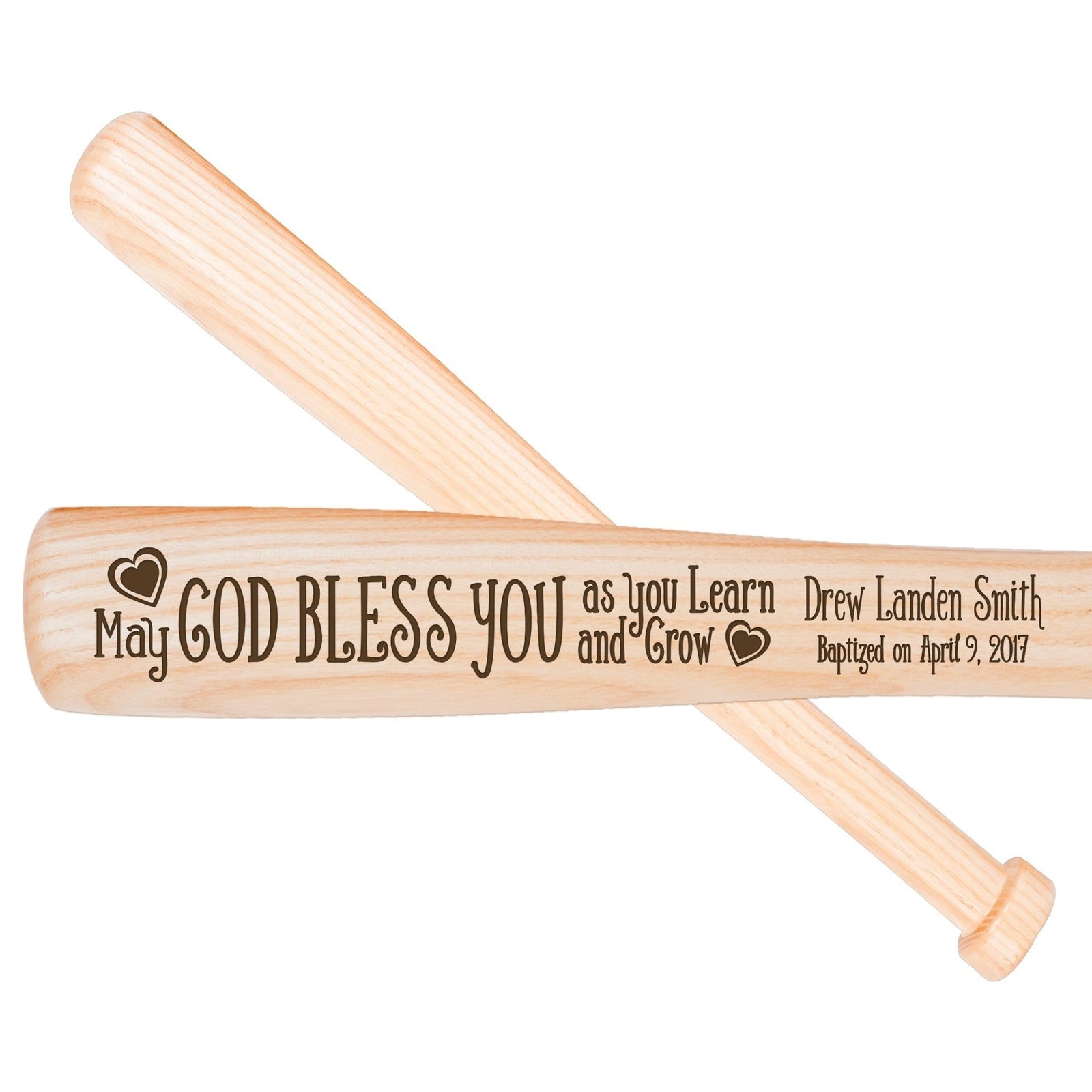 Personalized Baseball Bat Baptism Gifts For Boys - May God Bless You - LifeSong Milestones