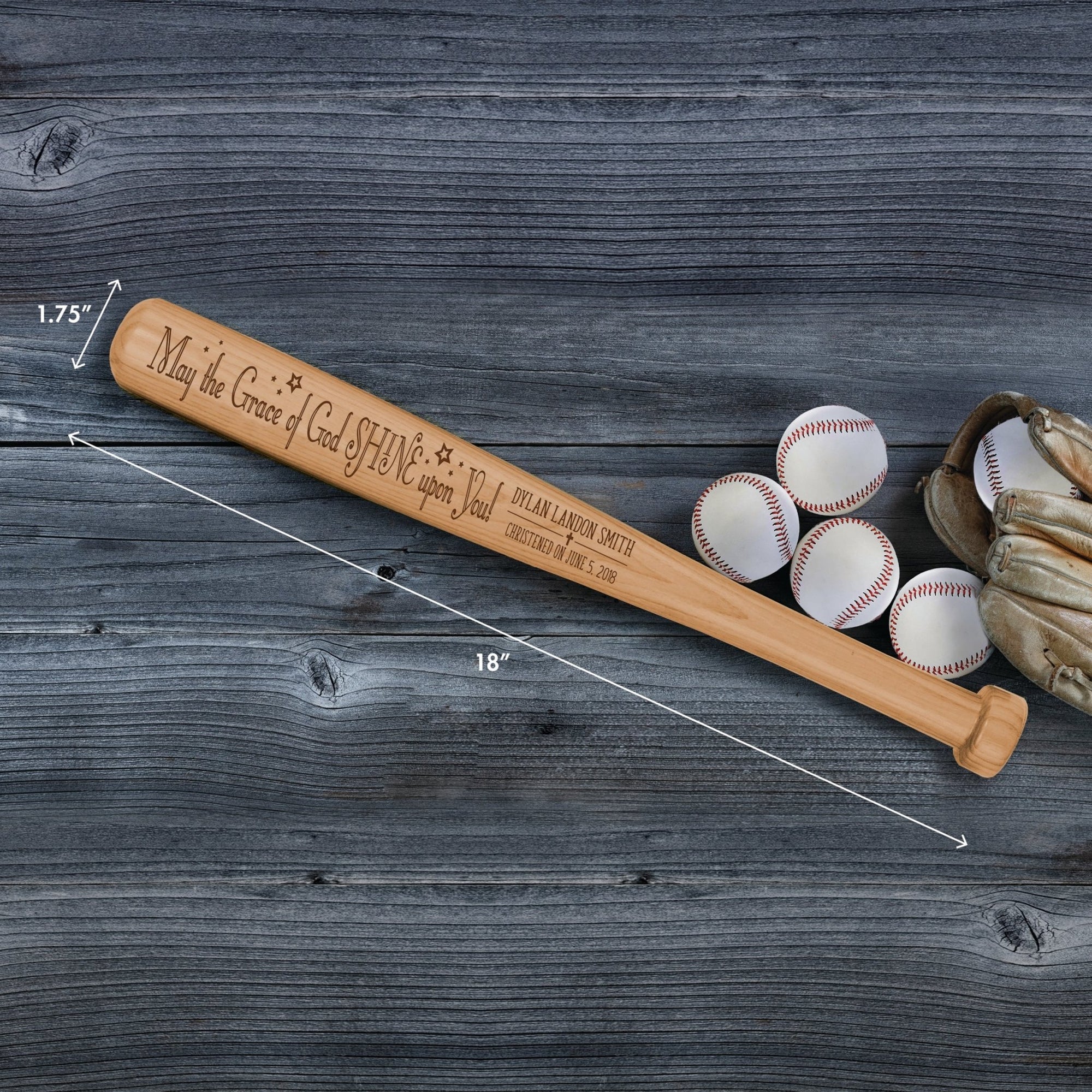 Personalized Baseball Bat Baptism Gifts For Boys - May the Grace Of God - LifeSong Milestones