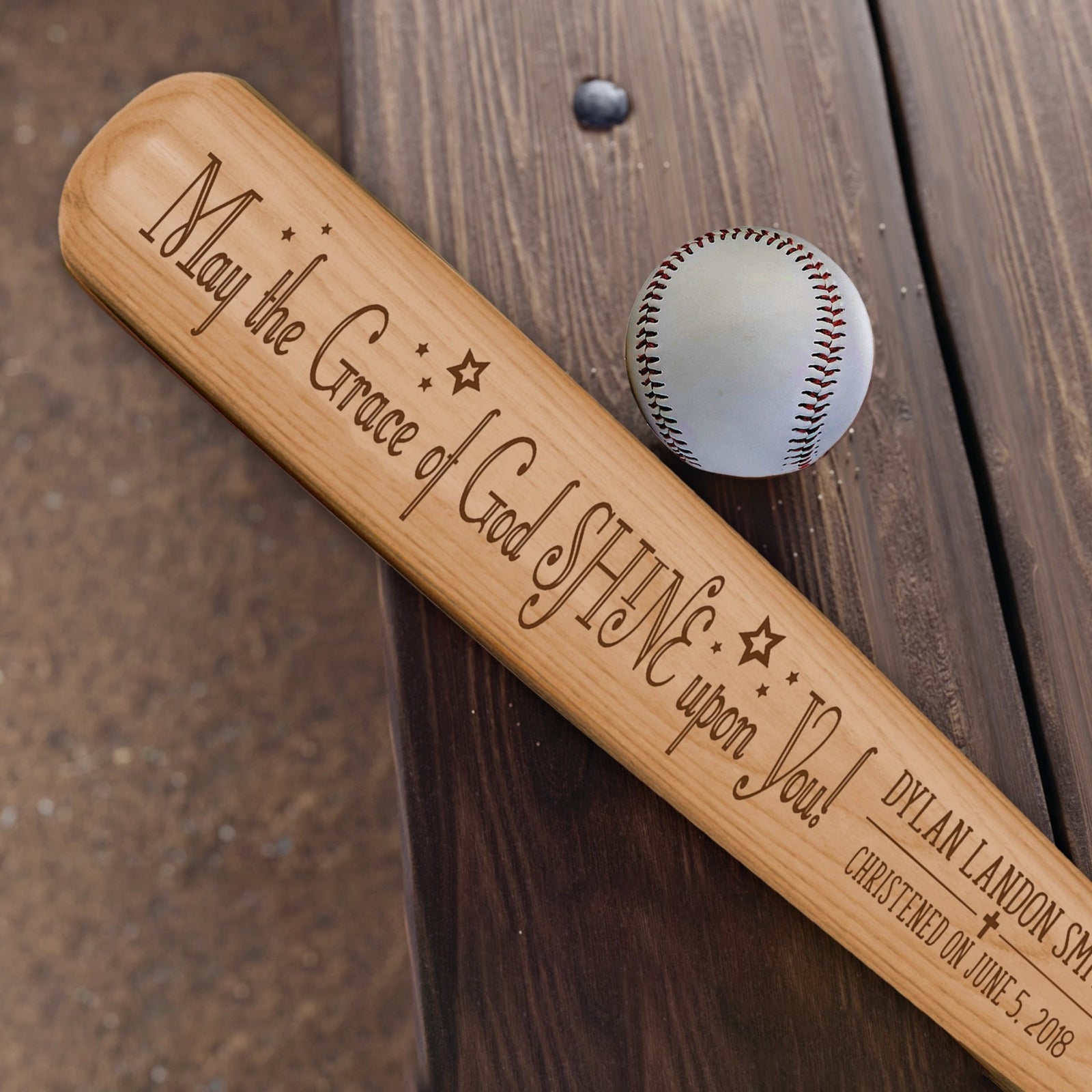 Personalized Baseball Bat Baptism Gifts For Boys - May You Always Know - LifeSong Milestones