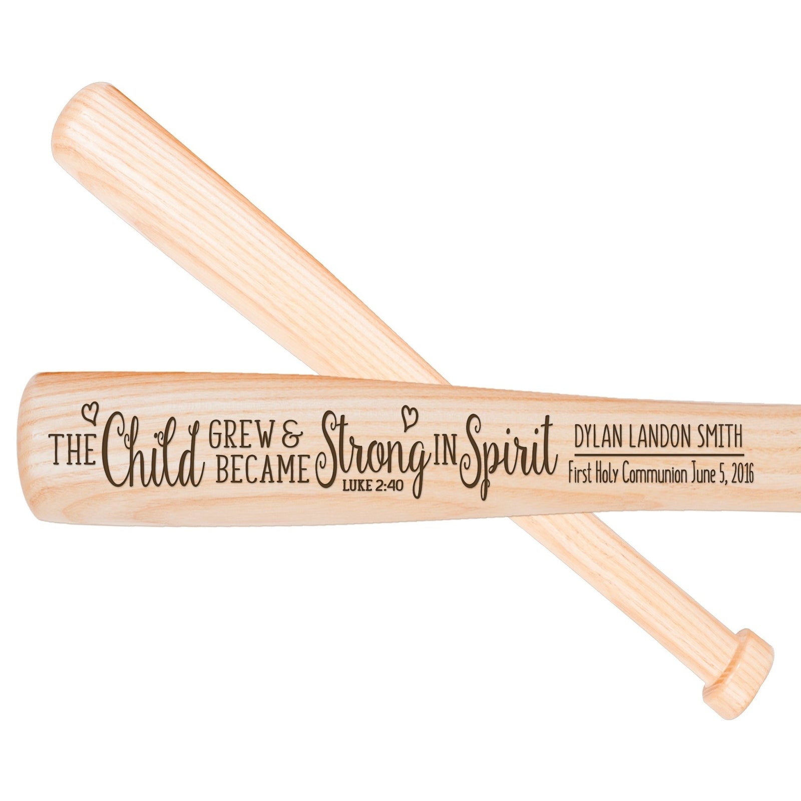 Personalized Baseball Bat Baptism Gifts For Boys - Strong in Spirit - LifeSong Milestones