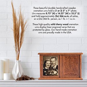 Personalized Companion Cremation Urn for Two – Broken Chain Cherry Wood Double Urn with 5x7 Photo Frame - LifeSong Milestones