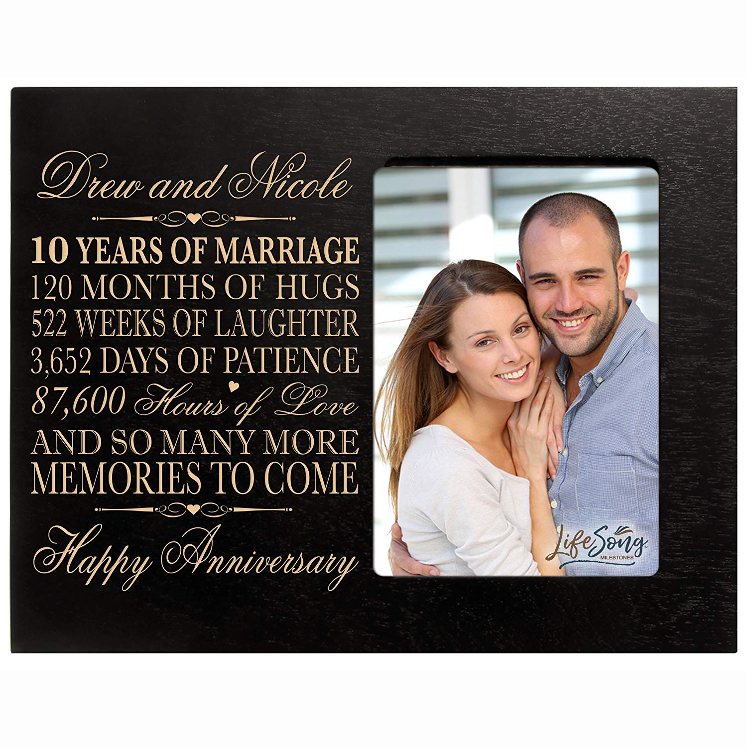 Personalized Couples 10th Wedding Anniversary Picture Frame Decorations - Many More Memories To Come - LifeSong Milestones