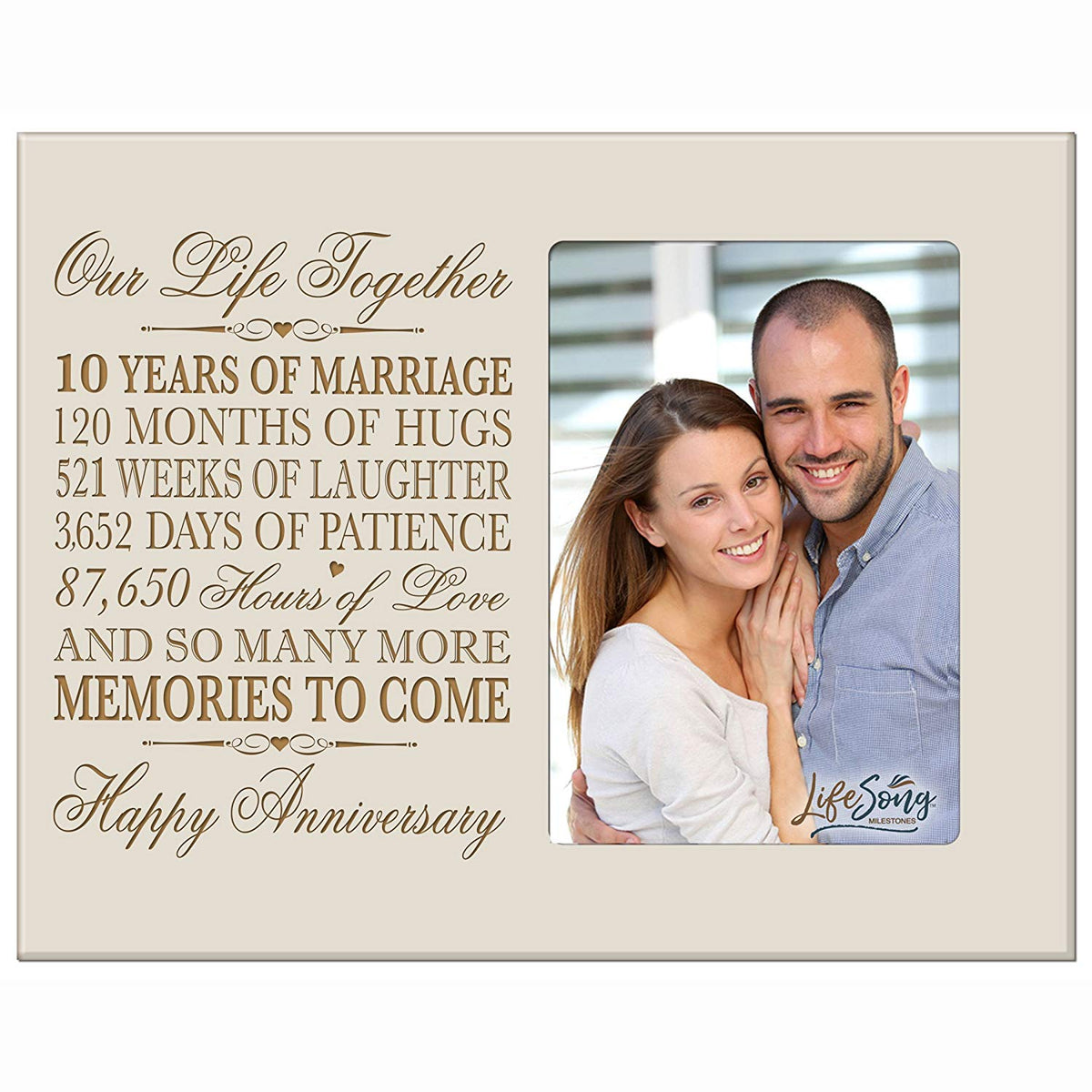 Personalized Couples 10th Wedding Anniversary Picture Frame Home Decorations - More Memories To Come - LifeSong Milestones