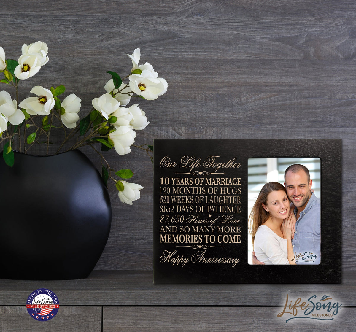 Personalized Couples 10th Wedding Anniversary Picture Frame Home Decorations - More Memories To Come - LifeSong Milestones