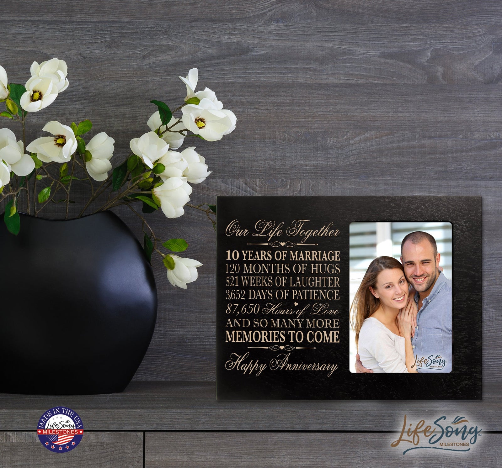 Personalized Couples 10th Wedding Anniversary Picture Frame Home Decorations - More Memories To Come - LifeSong Milestones