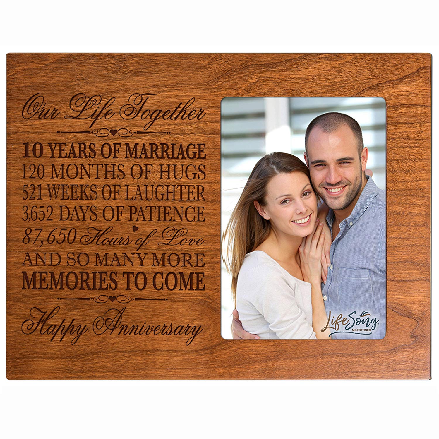Personalized Couples 10th Wedding Anniversary Picture Frame Home Decorations - More Memories To Come - LifeSong Milestones