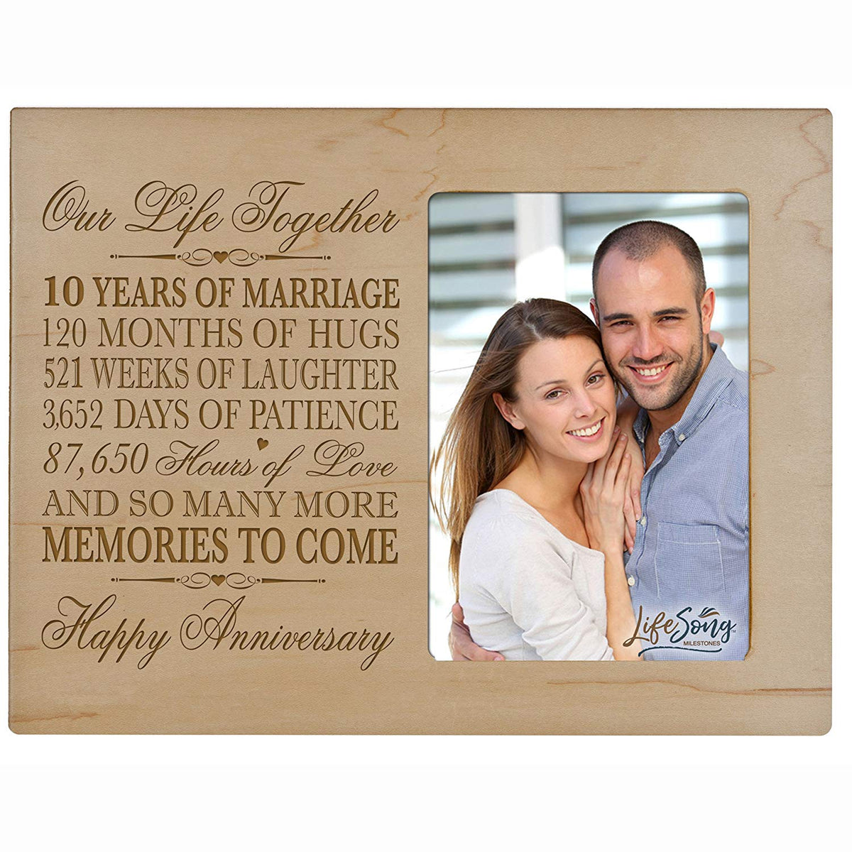 Personalized Couples 10th Wedding Anniversary Picture Frame Home Decorations - More Memories To Come - LifeSong Milestones