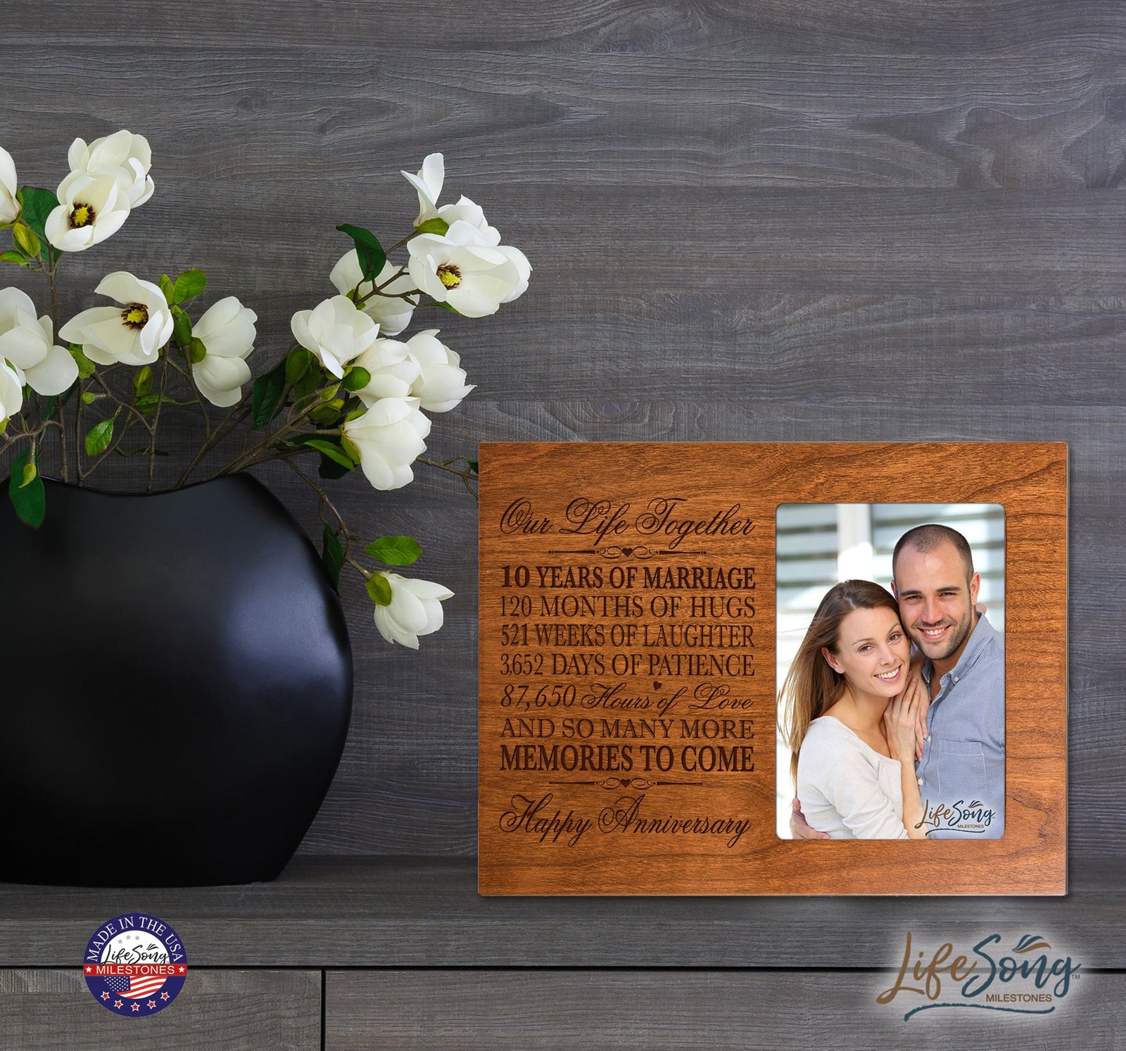 Personalized Couples 10th Wedding Anniversary Picture Frame Home Decorations - More Memories To Come - LifeSong Milestones