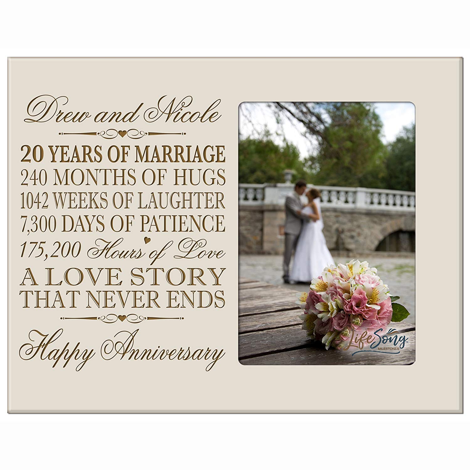 Personalized Couples 20th Wedding Anniversary Picture Frame Decorations - A Love Story - LifeSong Milestones