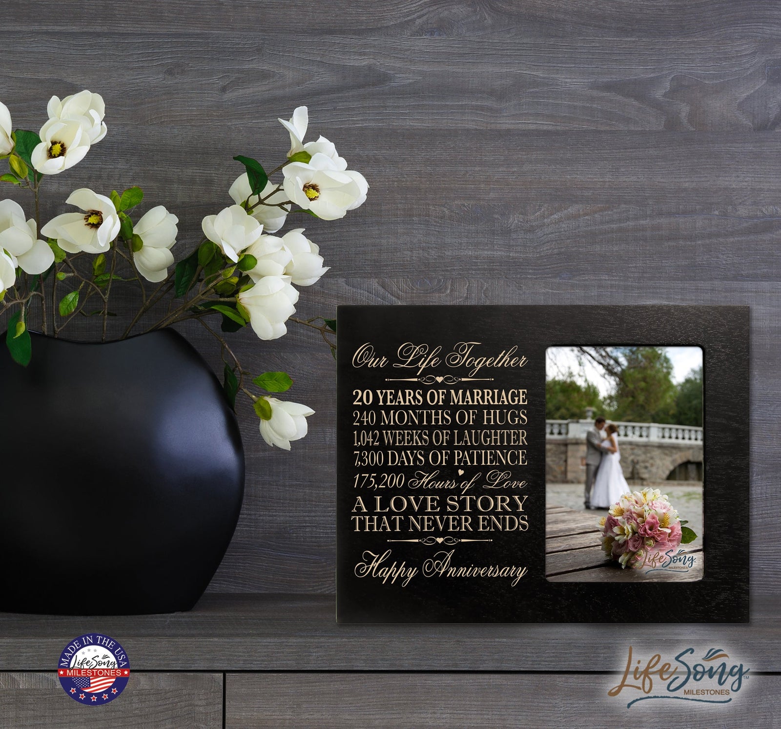 Personalized Couples 20th Wedding Anniversary Picture Frame Home Decorations - A Love Story - LifeSong Milestones