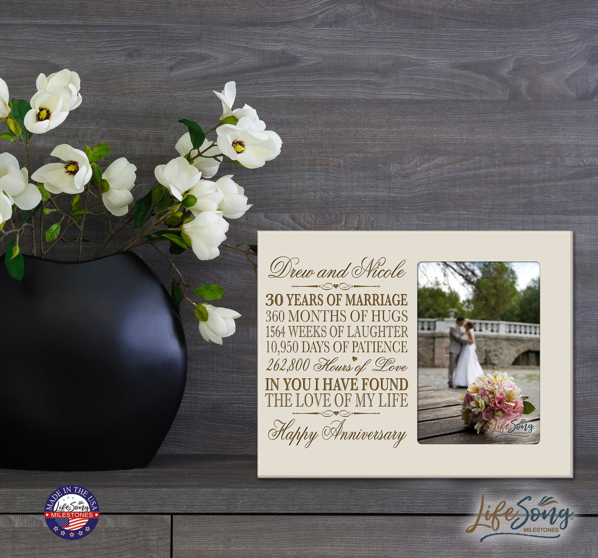 Personalized Couples 30th Wedding Anniversary Picture Frame Decorations - In You I Have Found - LifeSong Milestones