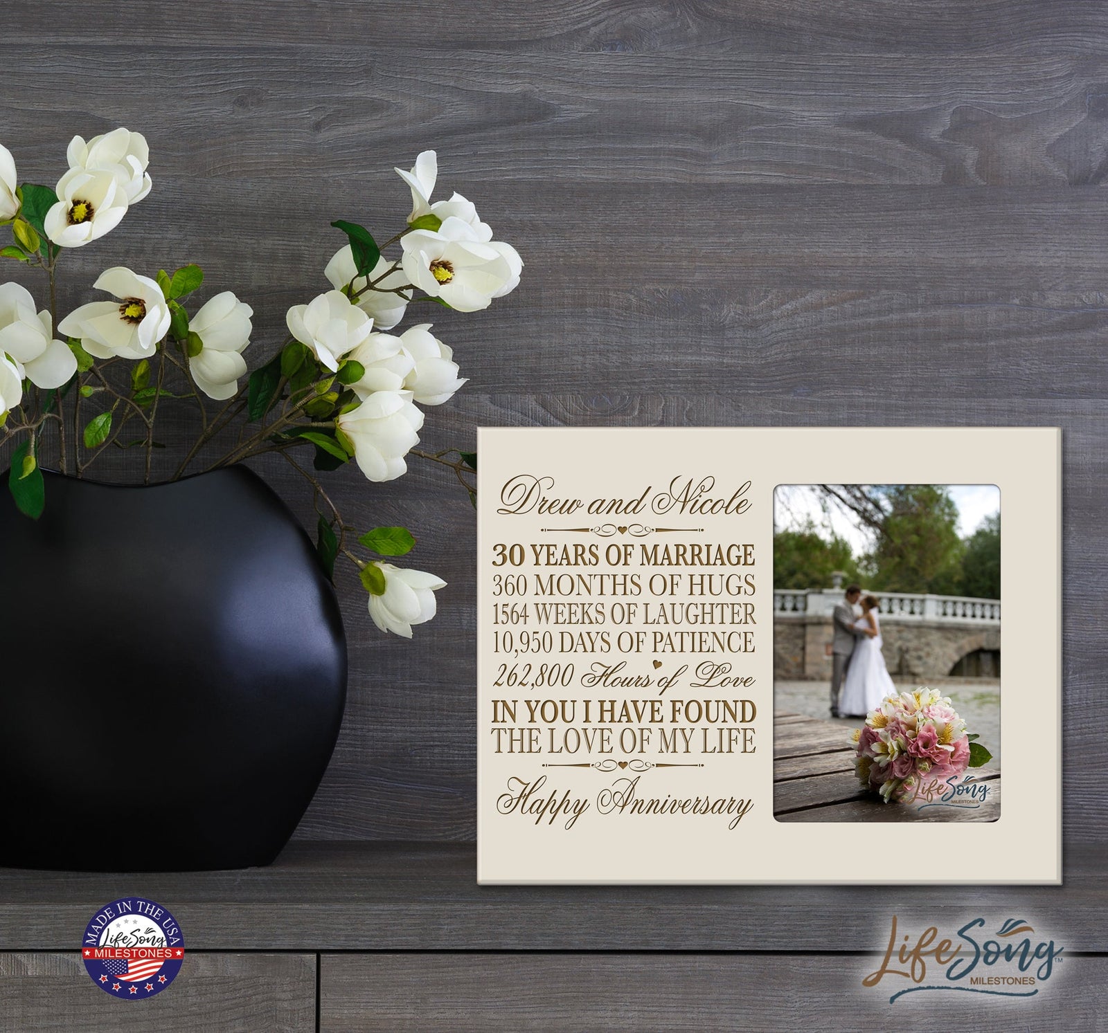 Personalized Couples 30th Wedding Anniversary Picture Frame Decorations - In You I Have Found - LifeSong Milestones