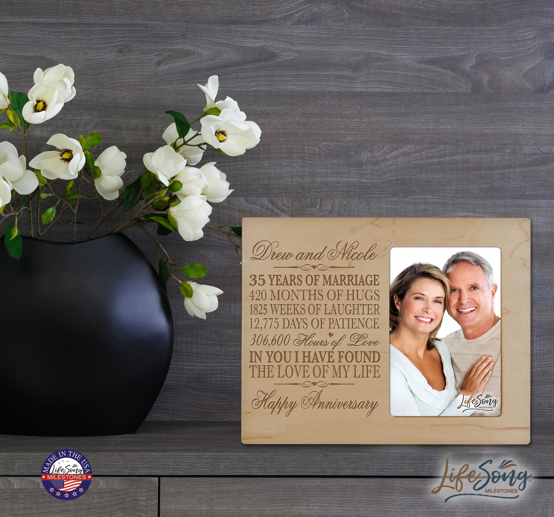 Personalized Couples 35th Wedding Anniversary Picture Frame Decorations - In You I Have Found - LifeSong Milestones
