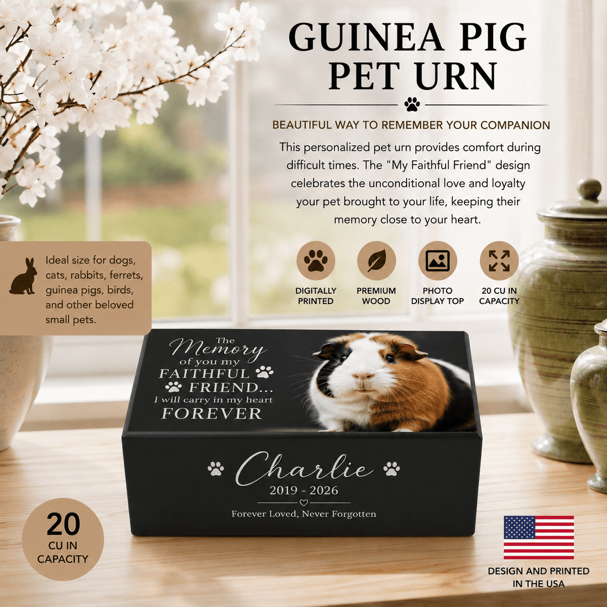 Personalized Dog Urn for Ashes – Custom Wooden Pet Memorial Keepsake Box | My Faithful Friend - LifeSong Milestones