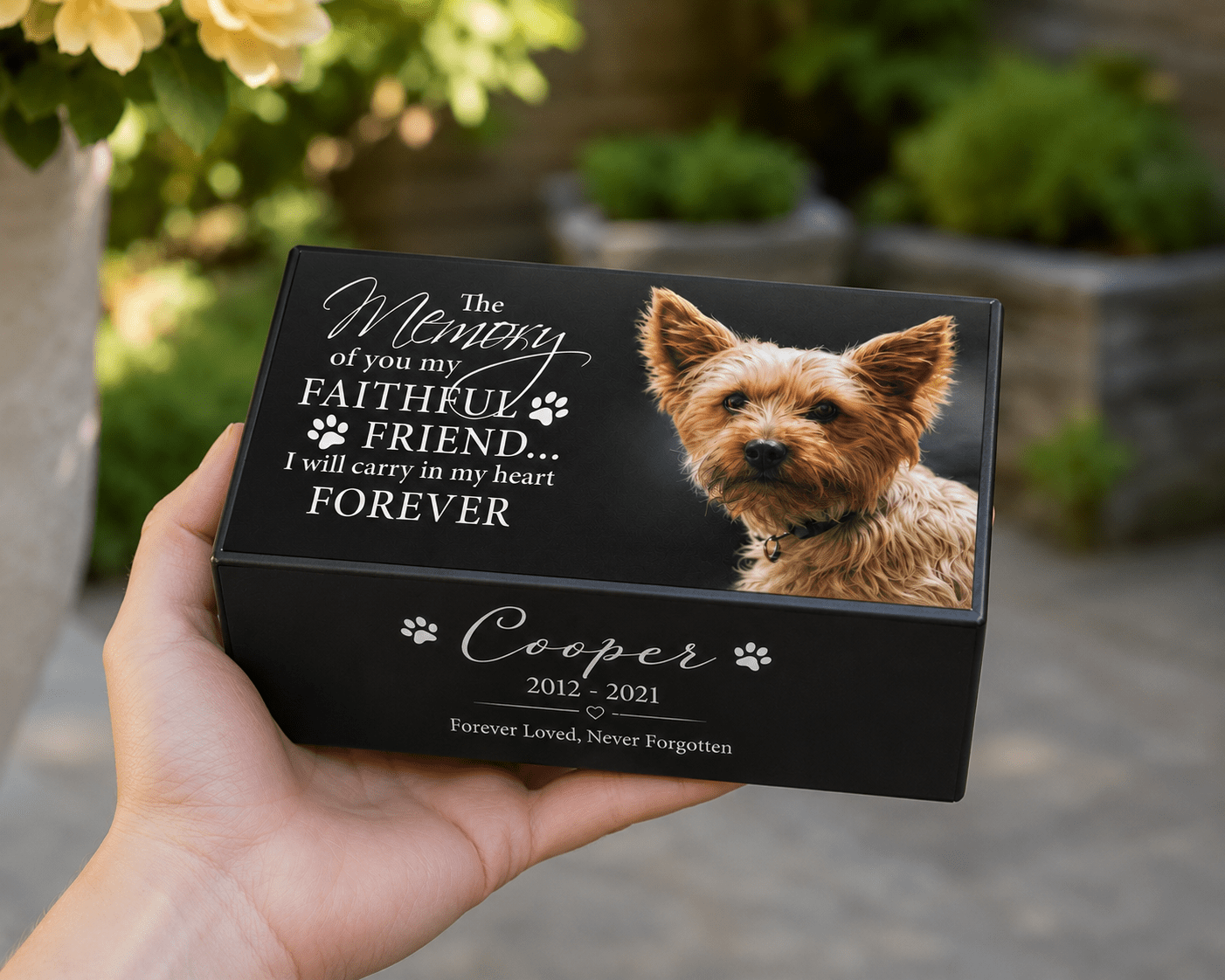 Personalized Dog Urn for Ashes – Custom Wooden Pet Memorial Keepsake Box | My Faithful Friend - LifeSong Milestones