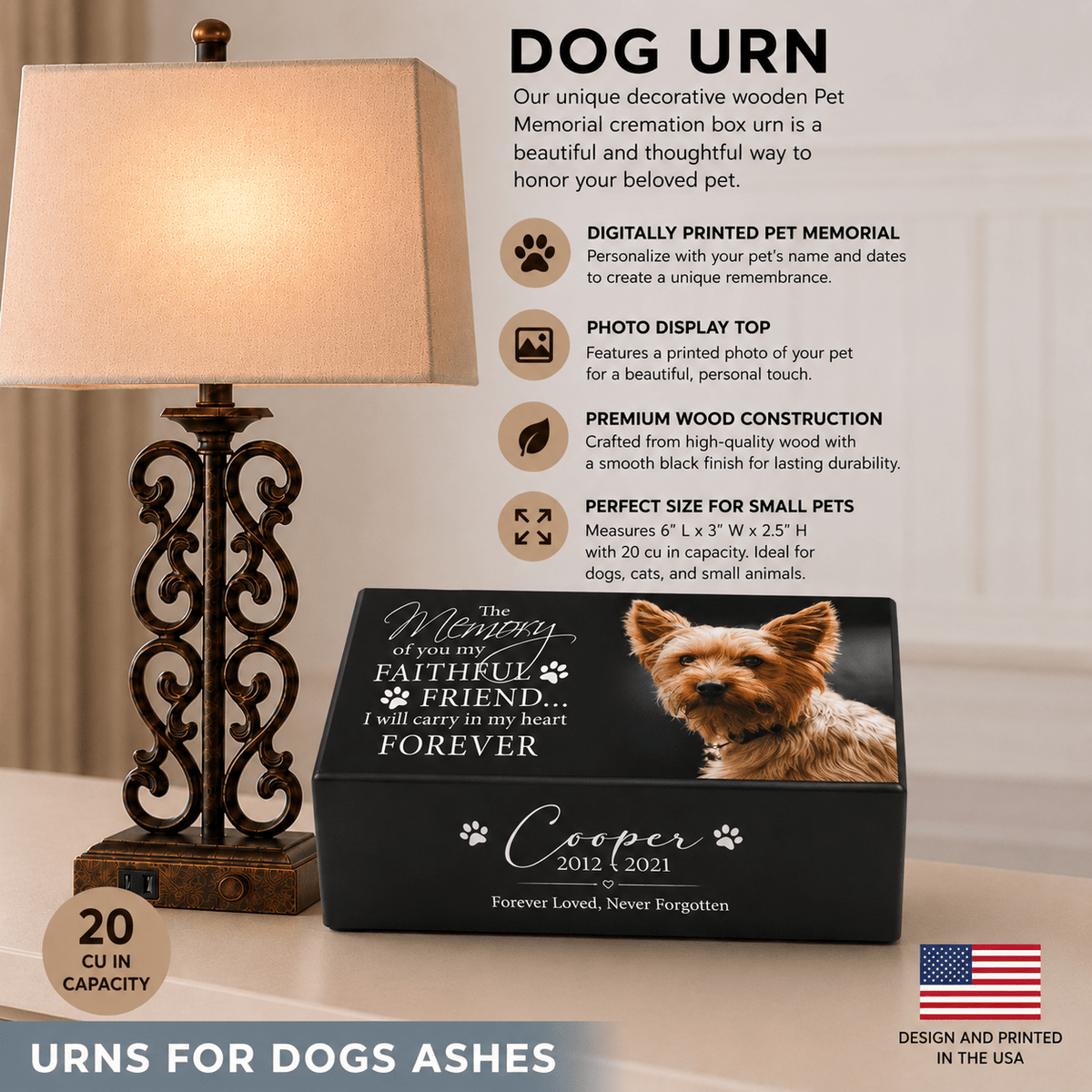 Personalized Dog Urn for Ashes – Custom Wooden Pet Memorial Keepsake Box | My Faithful Friend - LifeSong Milestones