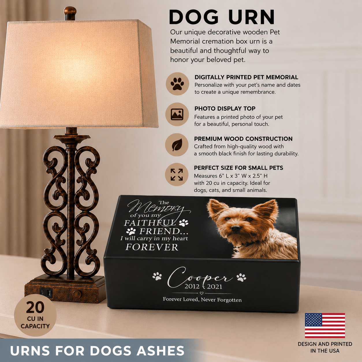 Personalized Dog Urn for Ashes – Custom Wooden Pet Memorial Keepsake Box | My Faithful Friend - LifeSong Milestones