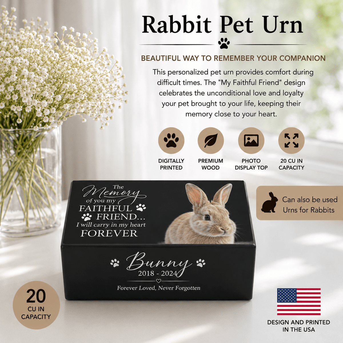 Personalized Dog Urn for Ashes – Custom Wooden Pet Memorial Keepsake Box | My Faithful Friend - LifeSong Milestones