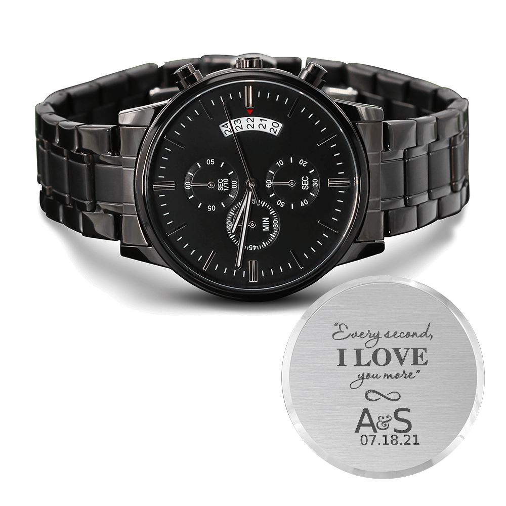 Personalized Engraved Wedding Anniversary Chronograph Watch for Husband Father Dad Brother| I Love You More - LifeSong Milestones