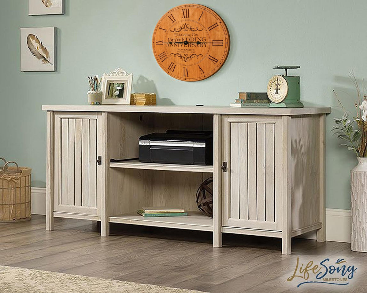 Personalized Engraved Wooden Wall Clock for 15th Wedding Anniversary Gift Ideas - LifeSong Milestones