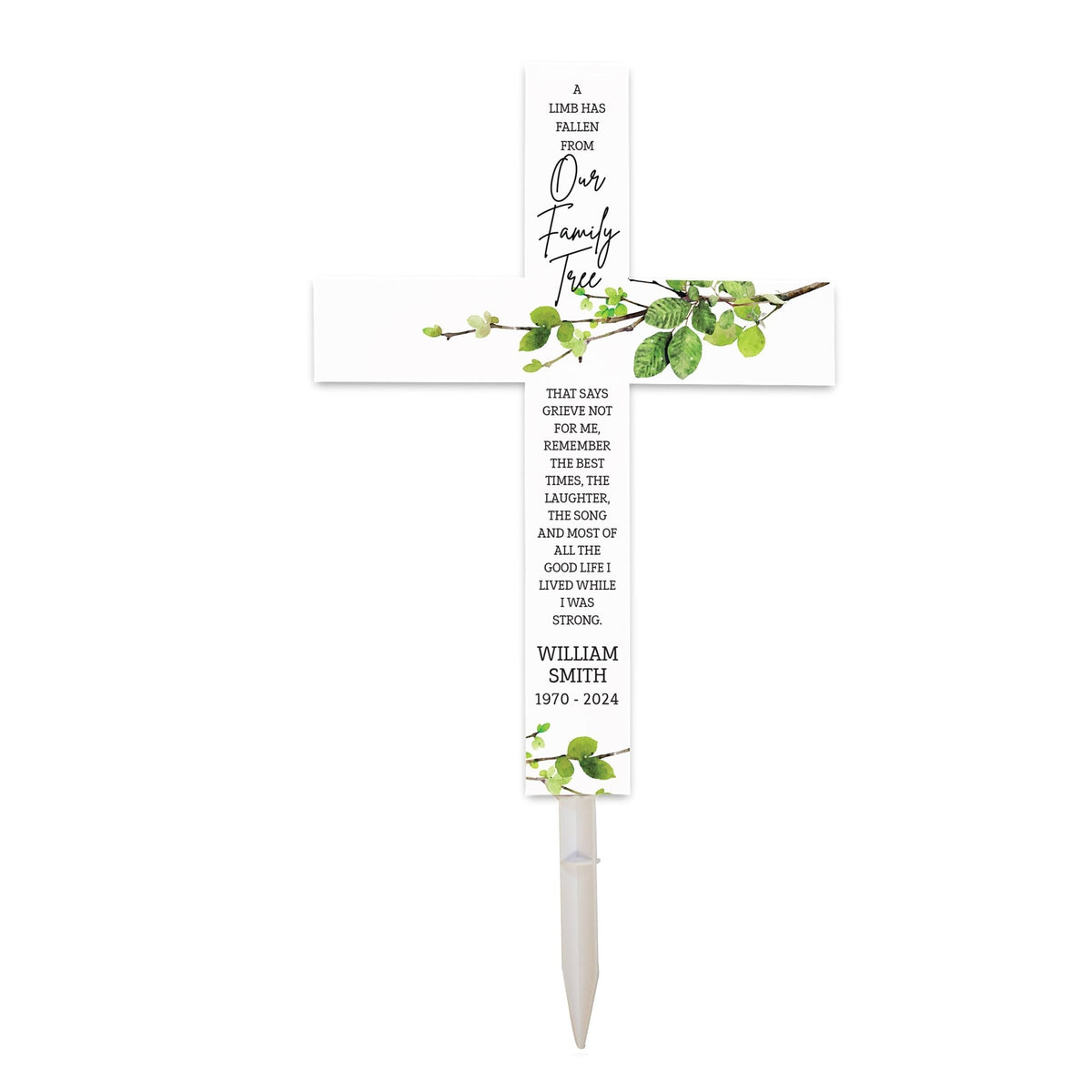 Personalized Garden Stake Cross Cemetery Decoration LED Light Memorial Remembrance - LifeSong Milestones