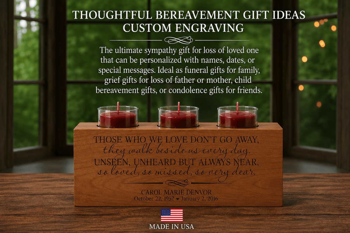 Personalized Memorial Candle Holder | Sympathy & Bereavement Gift | 3 Tealights Included | Custom Engraved Remembrance Gift | - LifeSong Milestones