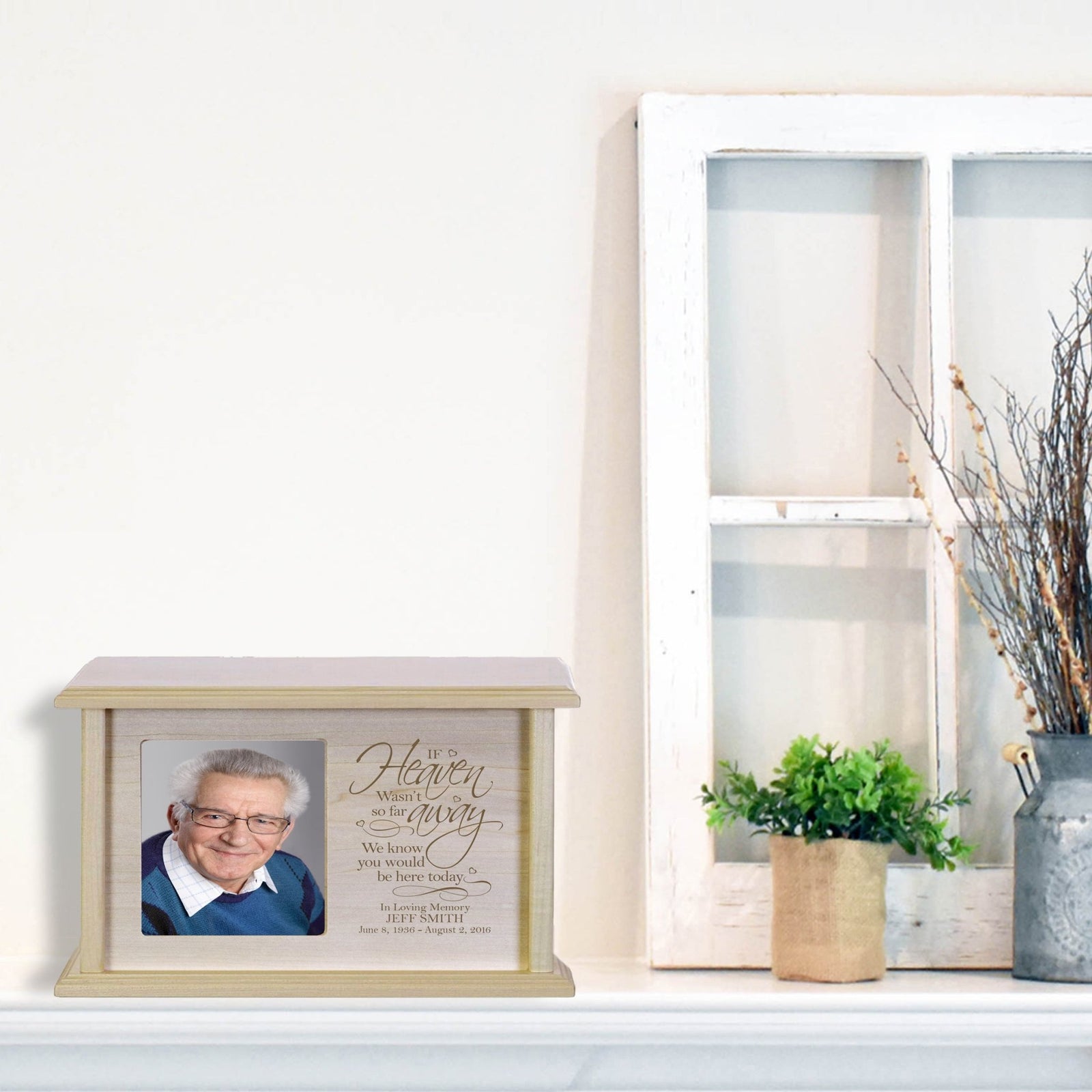 Personalized Memorial Funeral Photo Cremation Urn Box for Human Ashes - If Heaven Wasn't - LifeSong Milestones
