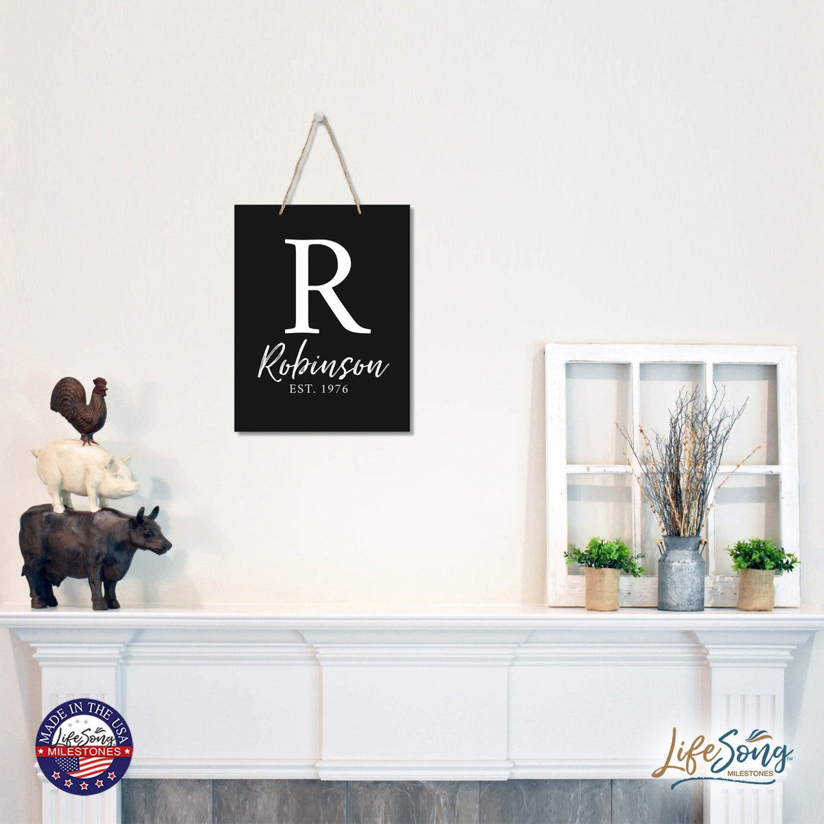Personalized Modern Inspirational Wooden Wall Art Hanging Sign 12x15in - Robinson (EST) - For Family And Home Decorations - LifeSong Milestones