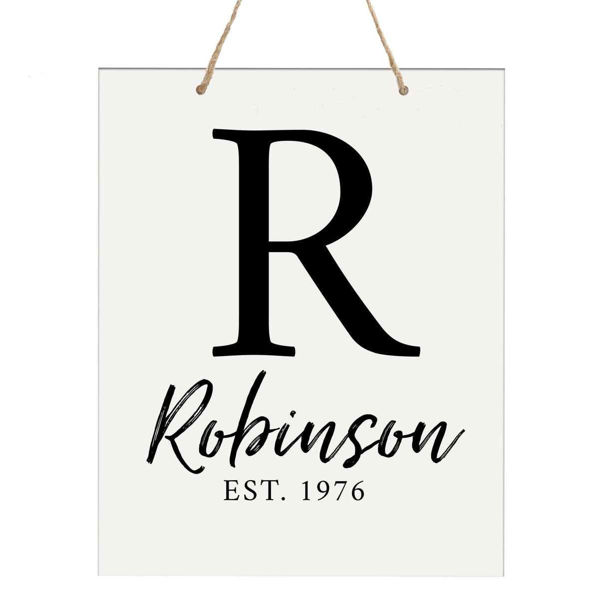 Personalized Modern Inspirational Wooden Wall Art Hanging Sign 12x15in - Robinson (EST) - For Family And Home Decorations - LifeSong Milestones