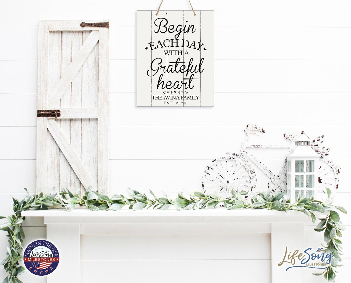 Personalized Modern Wooden Horizontal Wall Hanging Rope Sign 12x15 - Family - LifeSong Milestones