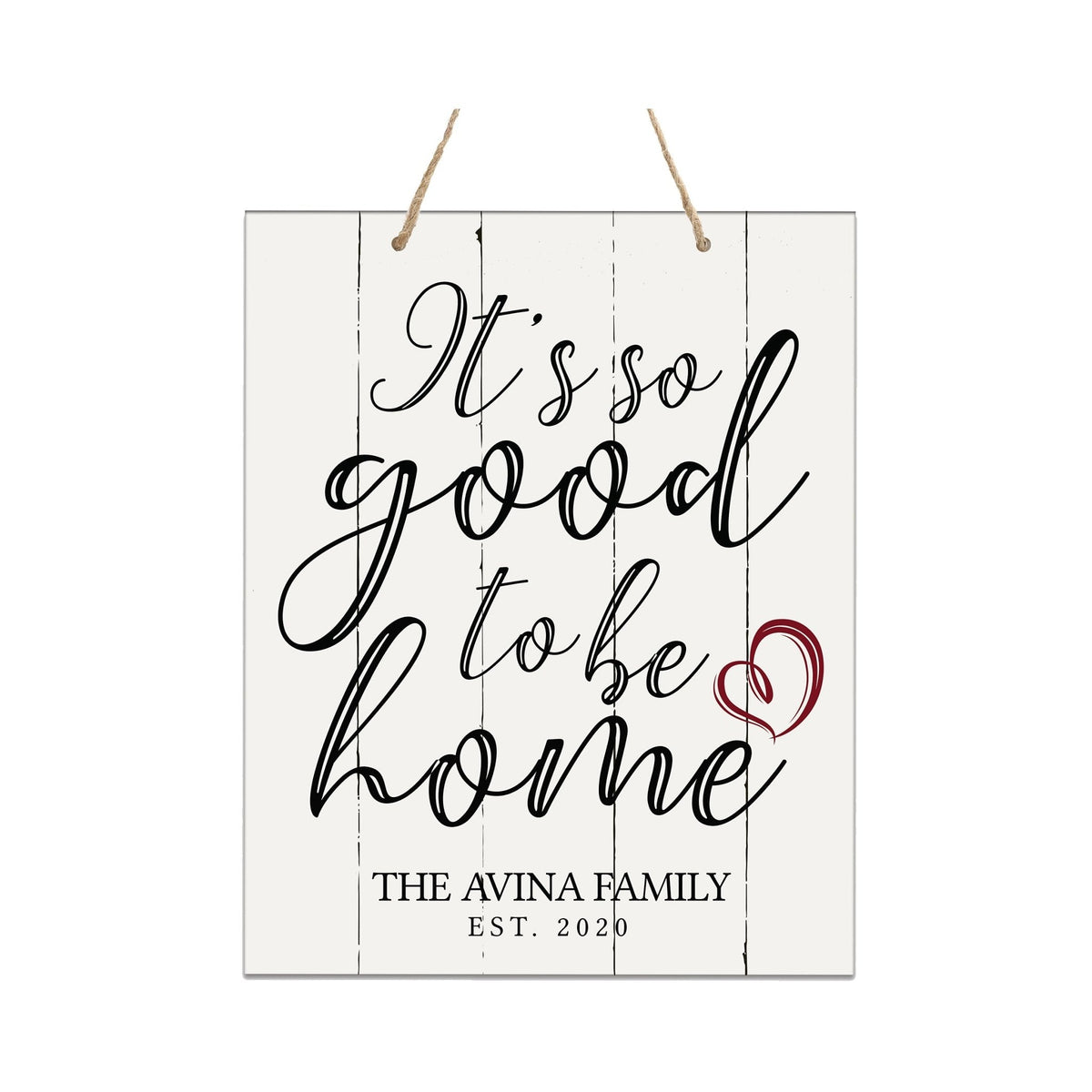 Personalized Modern Wooden Horizontal Wall Hanging Rope Sign 12x15 - Family - LifeSong Milestones