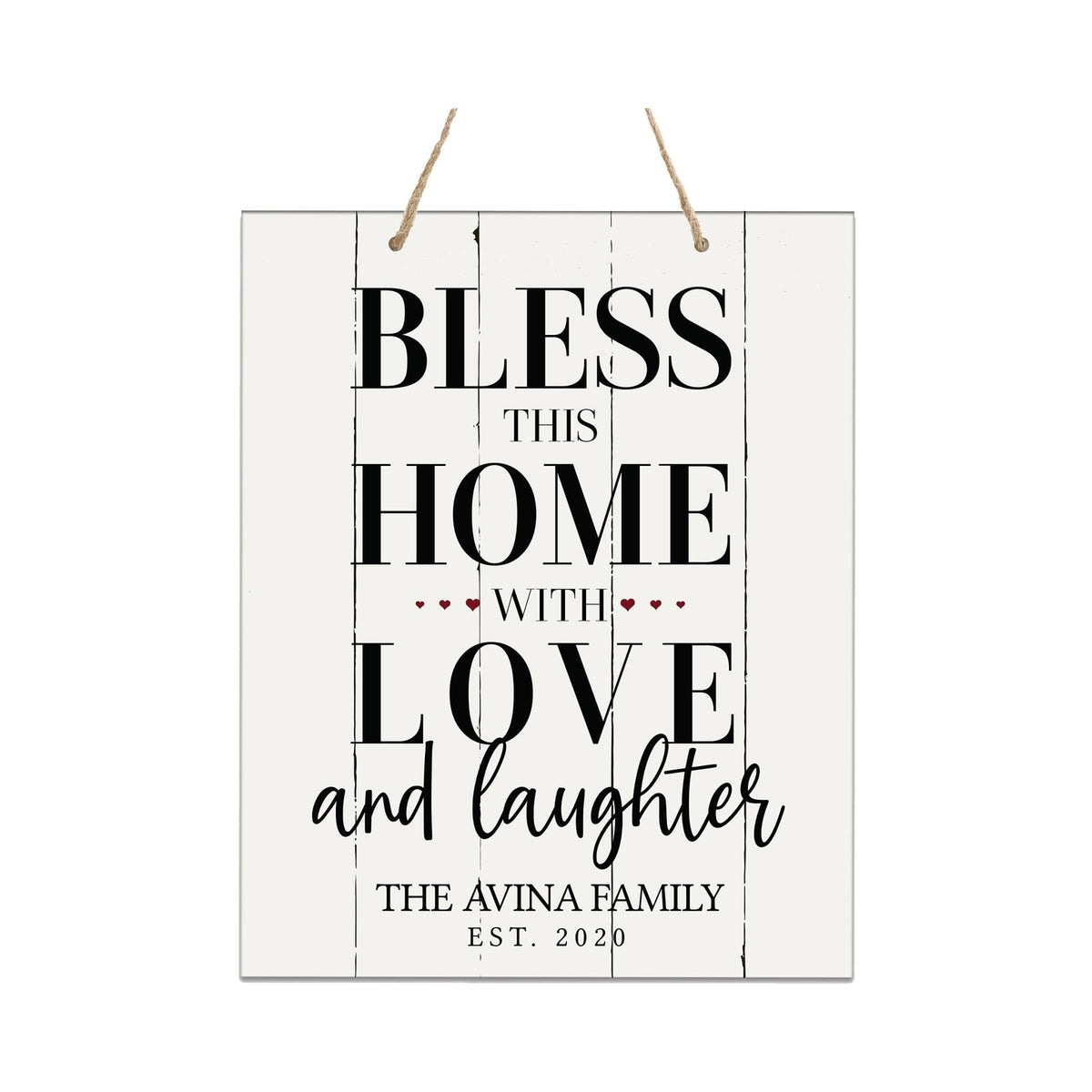 Personalized Modern Wooden Horizontal Wall Hanging Rope Sign 12x15 - Family - LifeSong Milestones