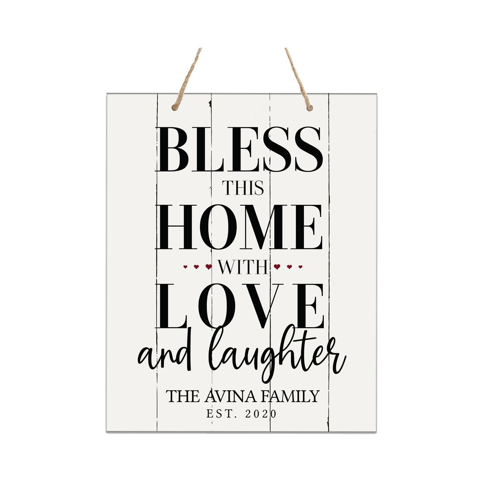 Personalized Modern Wooden Horizontal Wall Hanging Rope Sign 12x15 - Family - LifeSong Milestones