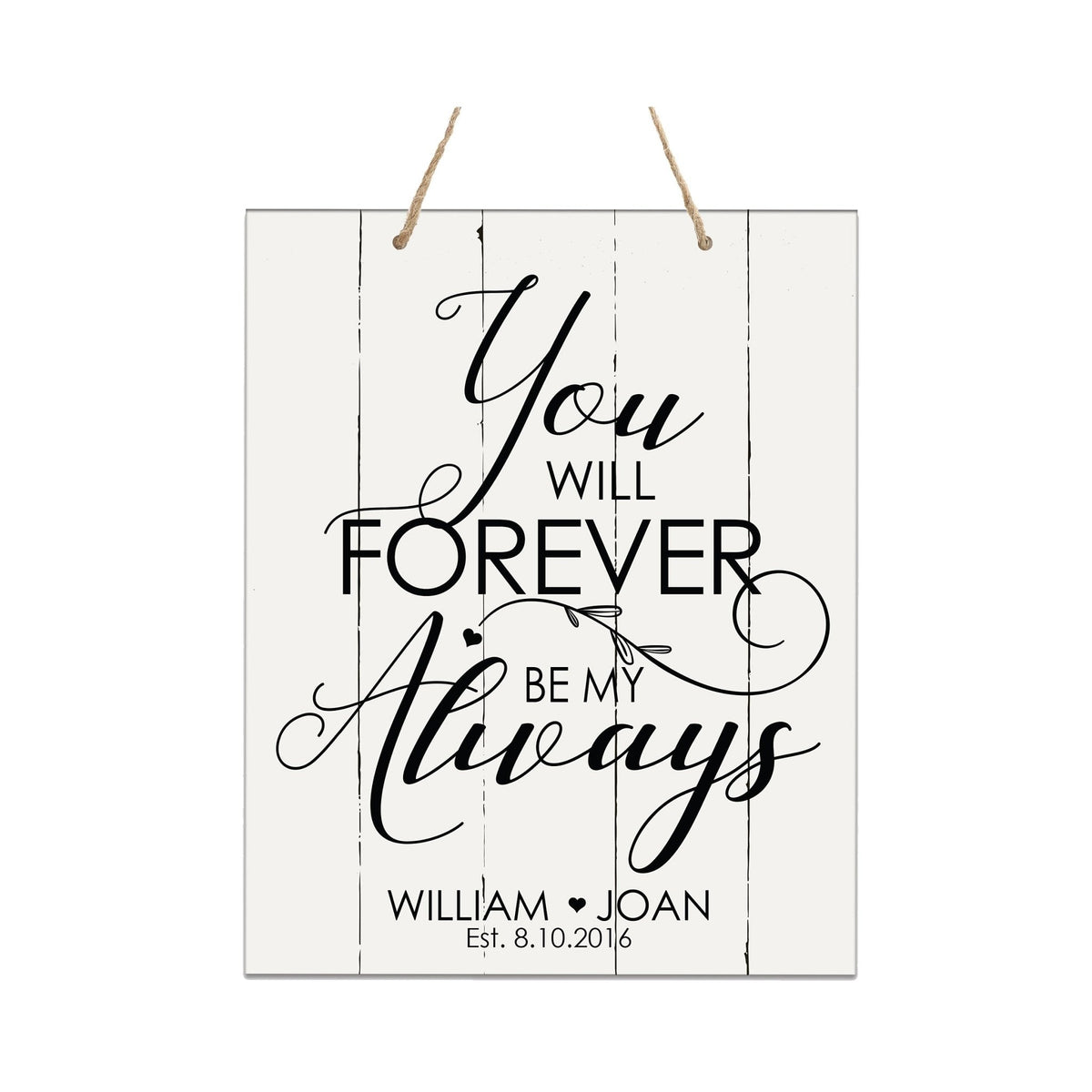 Personalized Modern Wooden Horizontal Wall Hanging Rope Sign 12x15 - Family - LifeSong Milestones